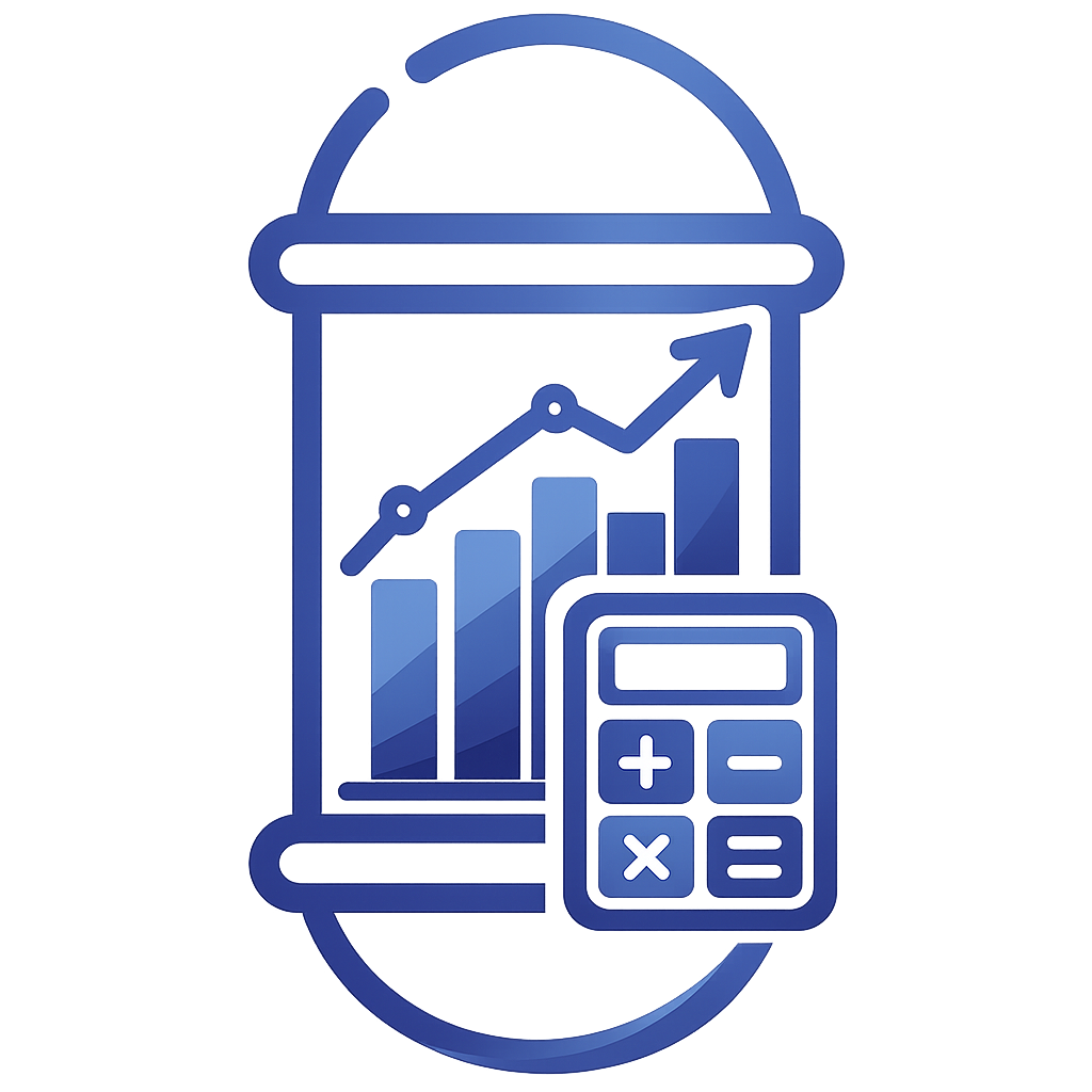 Icono financiero con gráfico y calculadora